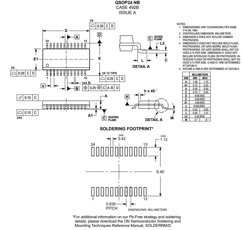 机械图纸 - onsemi ADT7476热控制器和电压监控器